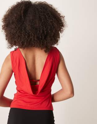Abercrombie & Fitch Bare Cowl Back Longline Top In Red