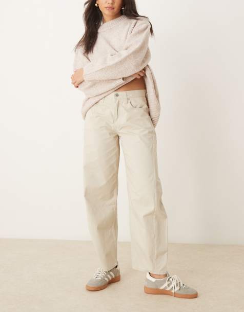 Abercrombie & Fitch barrel balloon pants in cream - view 1