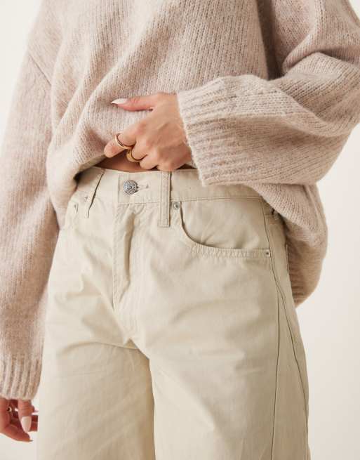 Abercrombie & Fitch barrel balloon pants in cream, 3 of 5