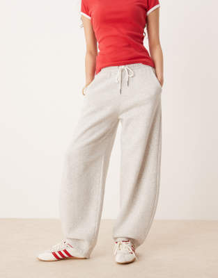 Abercrombie & Fitch - Barrel-Jogginghose in Grau meliert mit mittelhohem Bund