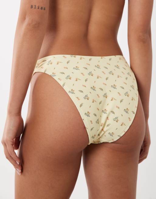 Abercrombie & Fitch - Bas de bikini d'ensemble à taille basse et imprimé fleuri - Jaune, 4 de 4