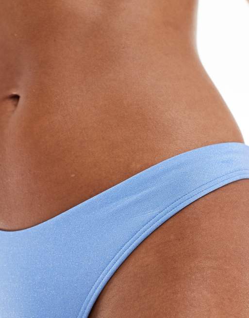 Abercrombie & Fitch - Bas de bikini d'ensemble échancré et froncé - Bleu scintillant, 2 de 4