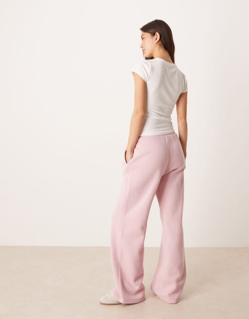 Abercrombie & Fitch – Basic-Jogginghose aus Fleece in Rosa mit weitem Bein, 2 von 5