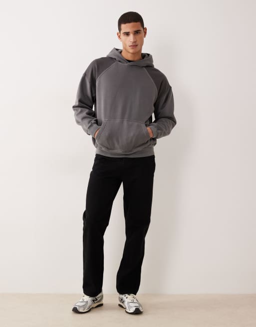 Abercrombie & Fitch – Basic-Kapuzenpullover in kontrastierendem Grau mit Kängurutasche, 2 von 5