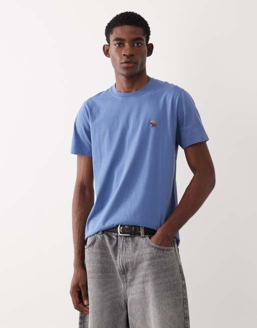 Abercrombie & Fitch – Basic-T-Shirt für den Alltag in Blau mit Markenlogo