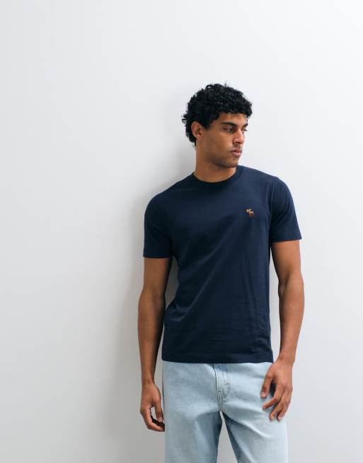 Abercrombie & Fitch – Basic-T-Shirt in Marineblau mit Markenlogo, 3 von 5