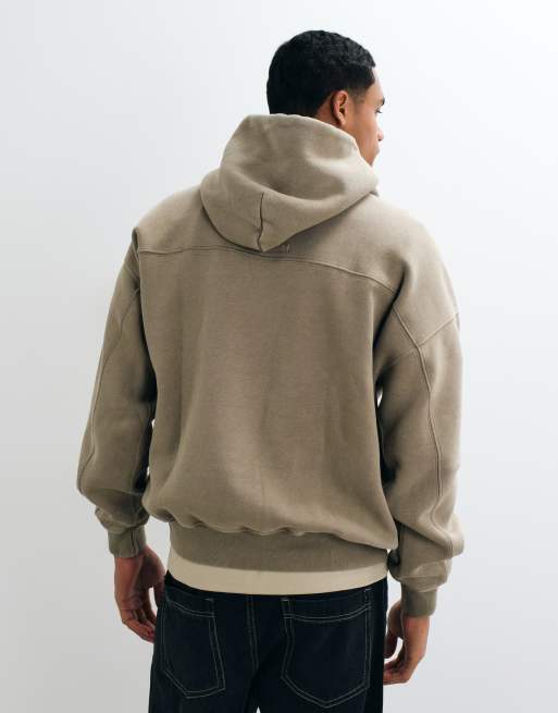 Abercrombie & Fitch basicowa bluza z kapturem w spranym odcieniu taupe, 4 z 10