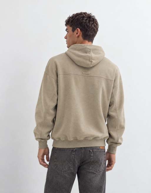 Abercrombie & Fitch basicowa bluza z kapturem w spranym odcieniu taupe, 8 z 10