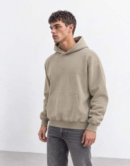 Abercrombie & Fitch basicowa bluza z kapturem w spranym odcieniu taupe, 9 z 10