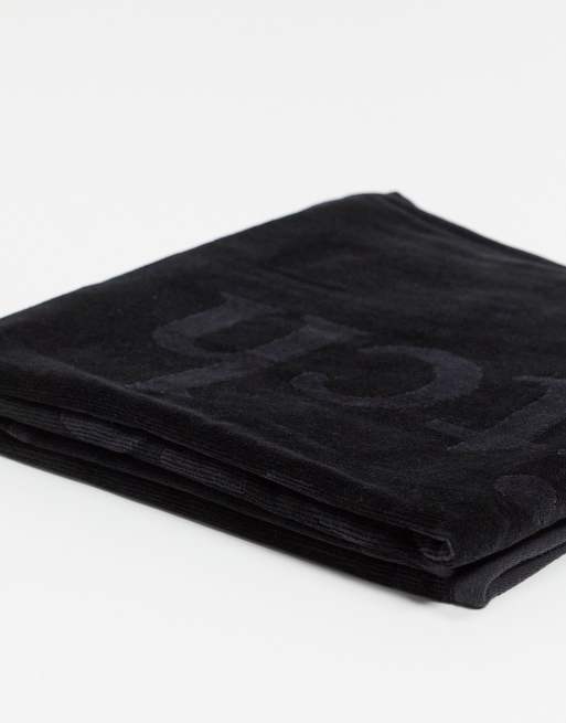 Abercrombie & Fitch beach towel with large logo in gray/black
