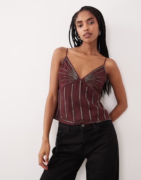 Abercrombie & Fitch beaded cami in red - view 1