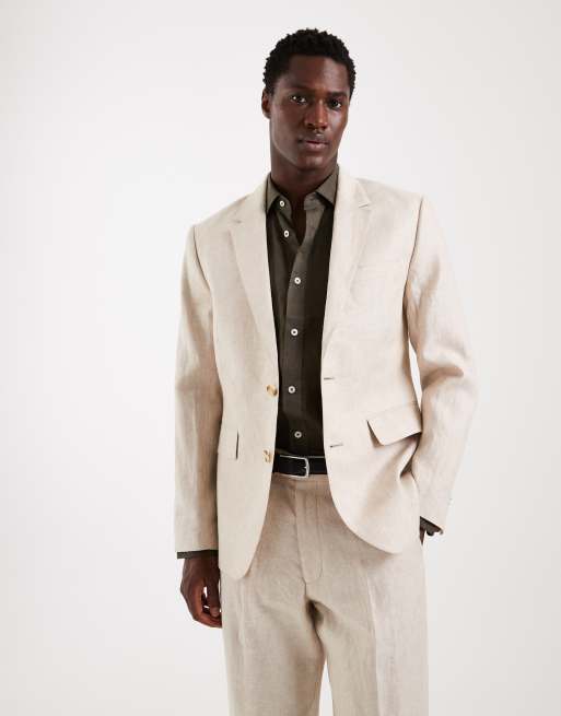 Abercrombie & Fitch – Beige, smal kostym i linnemix, 3 av 3