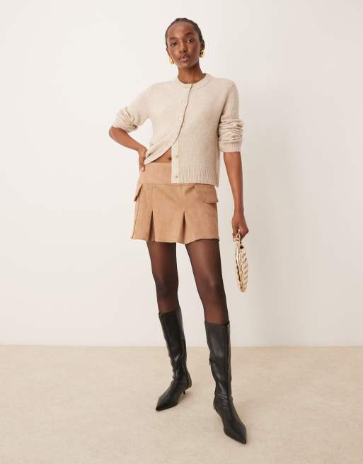 Abercrombie & Fitch – Beige, fluffig kofta med rund halsringning, 6 av 7