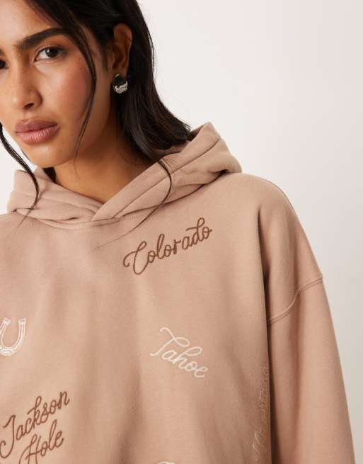 Abercrombie & Fitch - Beige hættetrøje med grafik, 2 af 4