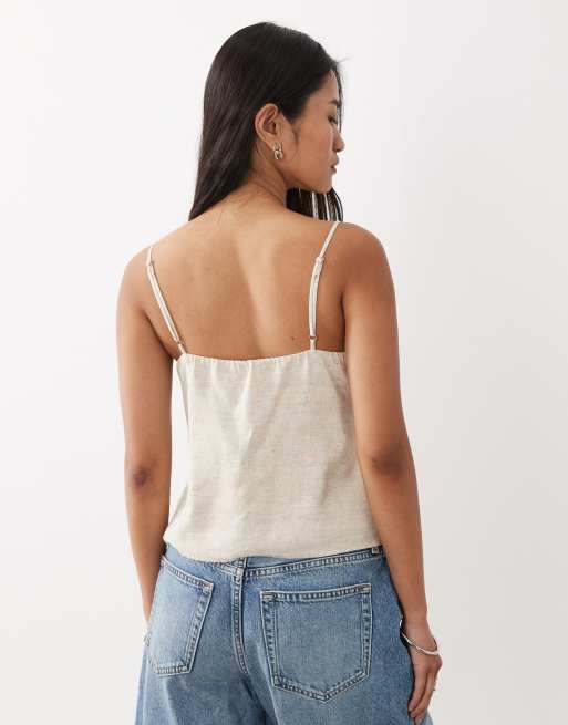 Abercrombie & Fitch – Beige linne i linnemix med v-ringning, 4 av 4