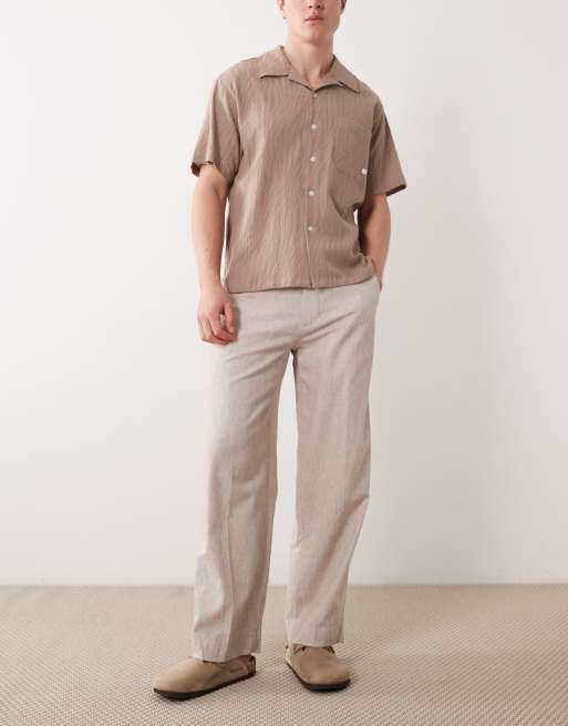 Abercrombie & Fitch - Beige posede bukser i twill- og hørblanding, 2 af 5