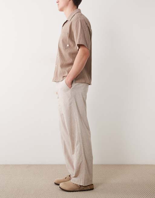 Abercrombie & Fitch - Beige posede bukser i twill- og hørblanding, 3 af 5