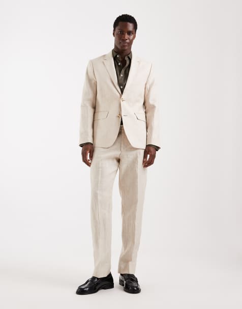 Abercrombie & Fitch – Beige, smal kostym i linnemix - view 1