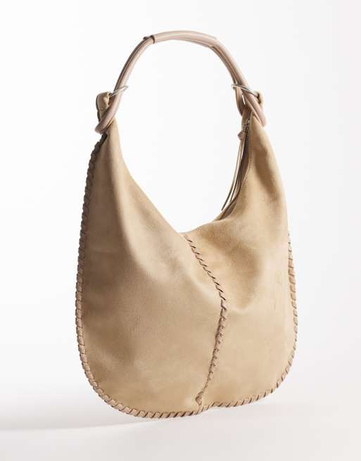 Abercrombie & Fitch - Beige totebag i imiteret ruskind med kastesting, 4 af 4