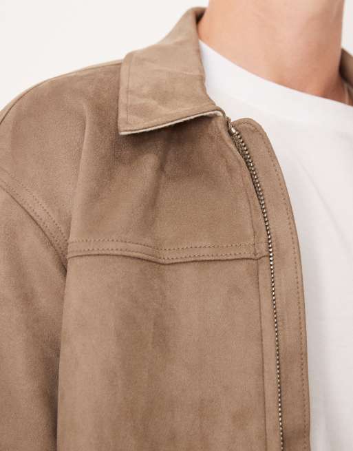 Abercrombie & Fitch – Beige, tunn, kort jacka i mockaimitation, 3 av 4