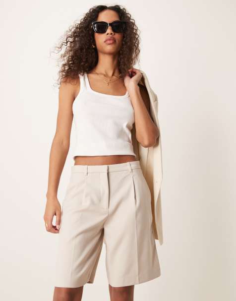 Abercrombie & Fitch - Bermuda a vita medio alta beige - view 1