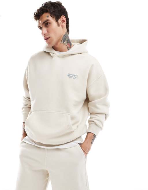 Abercrombie & Fitch – Beżowa bluza z kapturem i małym logo, część zestawu