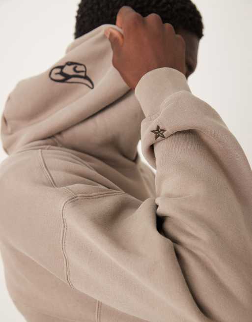 Abercrombie & Fitch – Beżowa bluza z kapturem z patchworkowym wzorem, 5 z 5