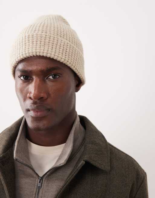 Abercrombie & Fitch – Beżowa czapka beanie z fakturowanej dzianiny