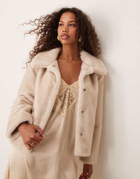 Abercrombie & Fitch collared borg jacket in beige