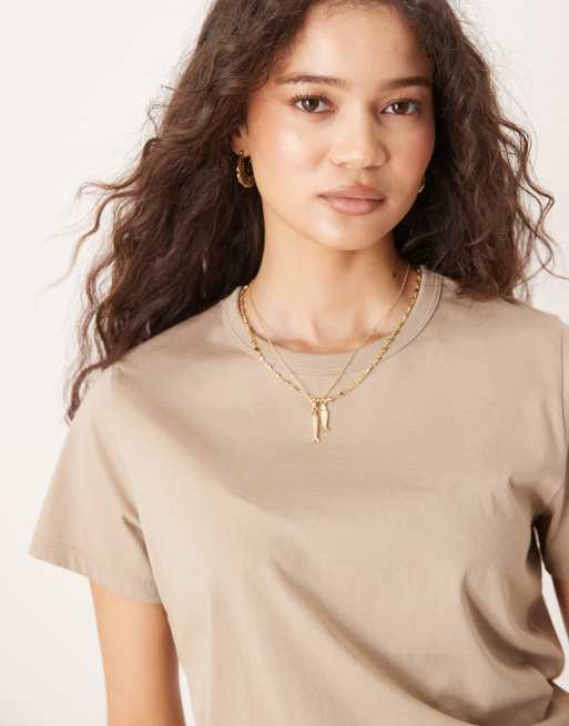 Abercrombie & Fitch – Beżowy krótki T-shirt, 2 z 4
