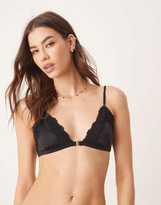 Abercrombie & Fitch - BH-Oberteil in Schwarz mit Spitzenbesatz