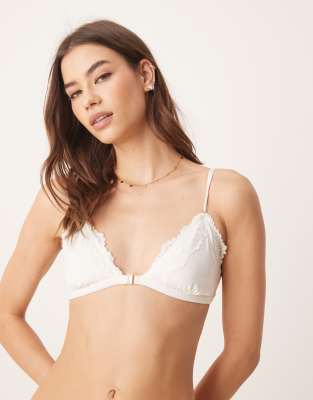 Abercrombie & Fitch - BH-Oberteil in Weiß mit Spitzenbesatz