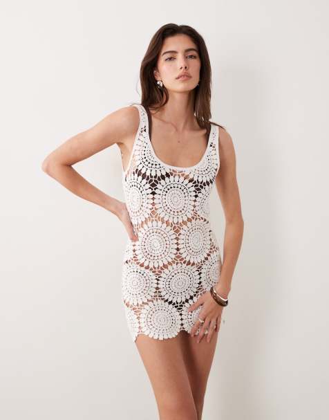 Abercrombie & Fitch – Biała plażowa sukienka mini w stylu narzutki - view 1