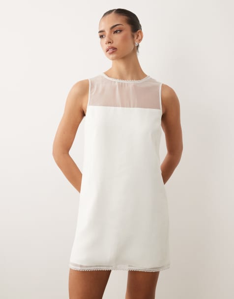 Abercrombie & Fitch bow back bridal mini dress in white