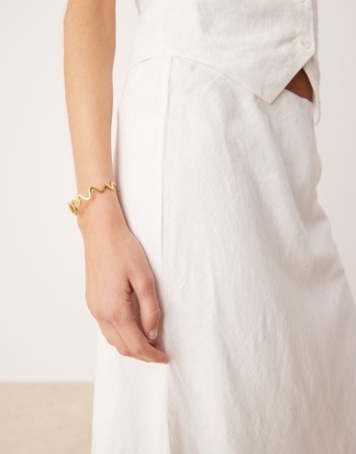 Abercrombie & Fitch bias cut linen blend maxi skirt in white