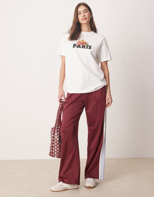 Abercrombie & Fitch – Biały T-shirt oversize z krótkim rękawem i grafiką z napisem „Paris”