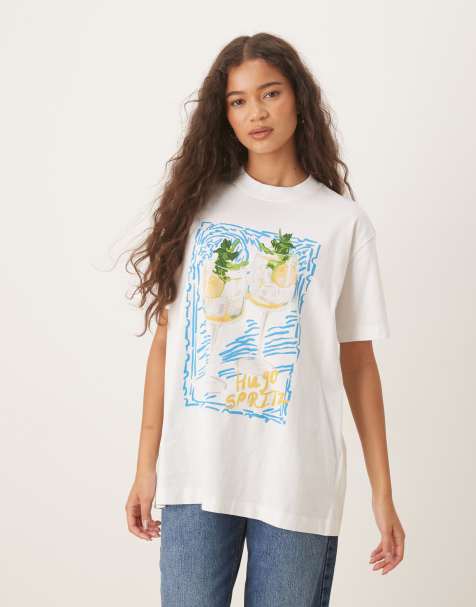 Abercrombie & Fitch – Biały T-shirt z krótkimi rękawami i napisem Hugo Spritz - view 1