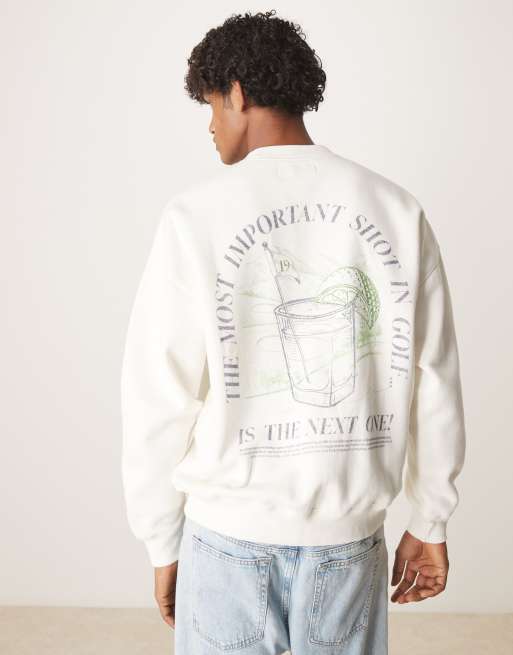 Abercrombie & Fitch – Biały top dresowy z nadrukiem na plecach