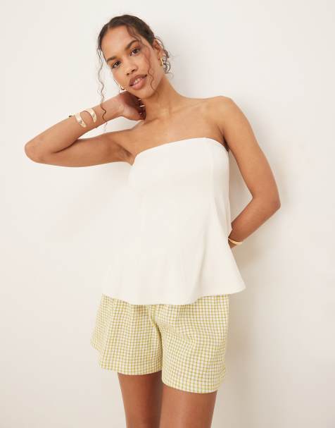 Abercrombie & Fitch peplum tube top in white