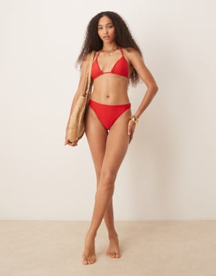 Abercrombie & Fitch - Bikinihose in Rot mit mittelhohem Bund, Kombiteil