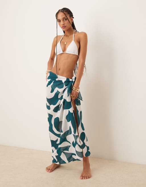 Abercrombie & Fitch - Blå og lang badesarong med abstrakt print