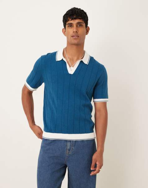 Abercrombie & Fitch – Blå t-shirt i tennisstil med korta ärmar och pikékrage - view 1
