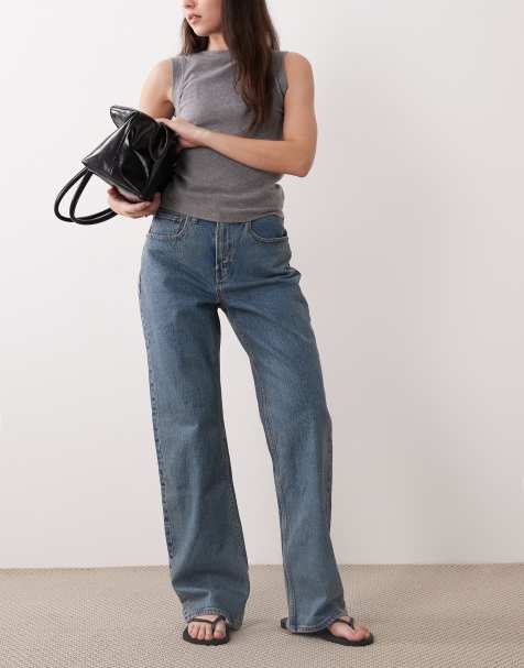Abercrombie & Fitch – Blå, vintagetvättade, avslappnade jeans i 90-talsstil med hög midja - view 1