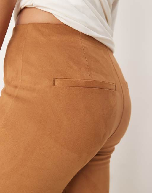 Abercrombie & Fitch - Blaire - Kamelfarvede bootcut-bukser i imiteret ruskind, 5 af 5