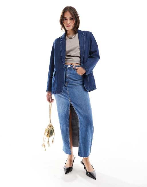 Abercrombie & Fitch - Blazer in denim lavaggio scuro, 4 di 4