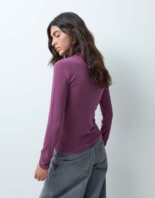 Abercrombie & Fitch blød langærmet top, del af sæt, i berry, 2 af 5