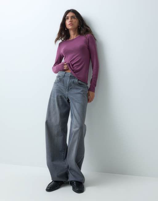 Abercrombie & Fitch blød langærmet top, del af sæt, i berry, 3 af 5