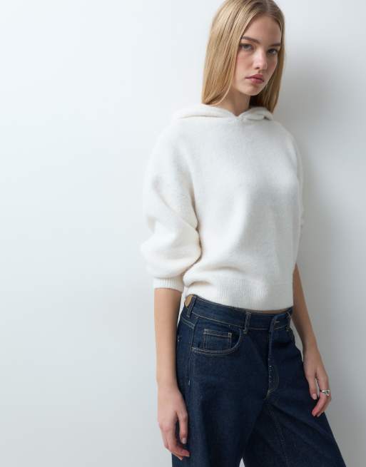 Abercrombie & Fitch blød strikket loungetrøje med hætte i creme, 2 af 5