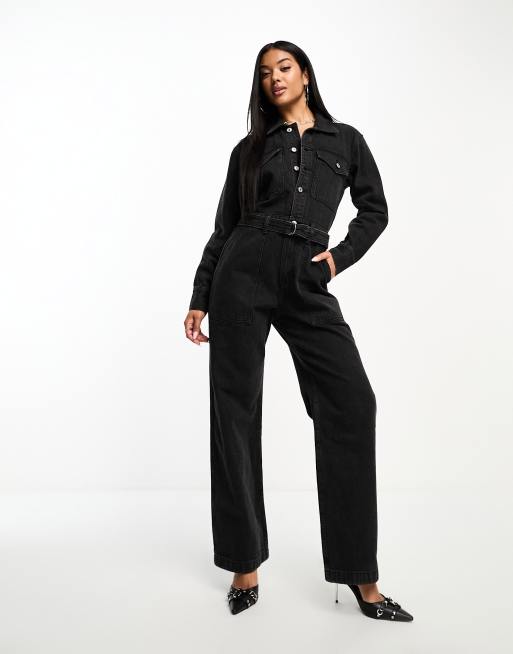Abercrombie & Fitch – Bleksvart jumpsuit i denim