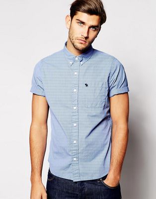 Blue Solid Poplin Short Sleeve Shirt 